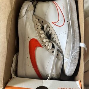 Nike White and Red Sneakers Classic Basketball Design